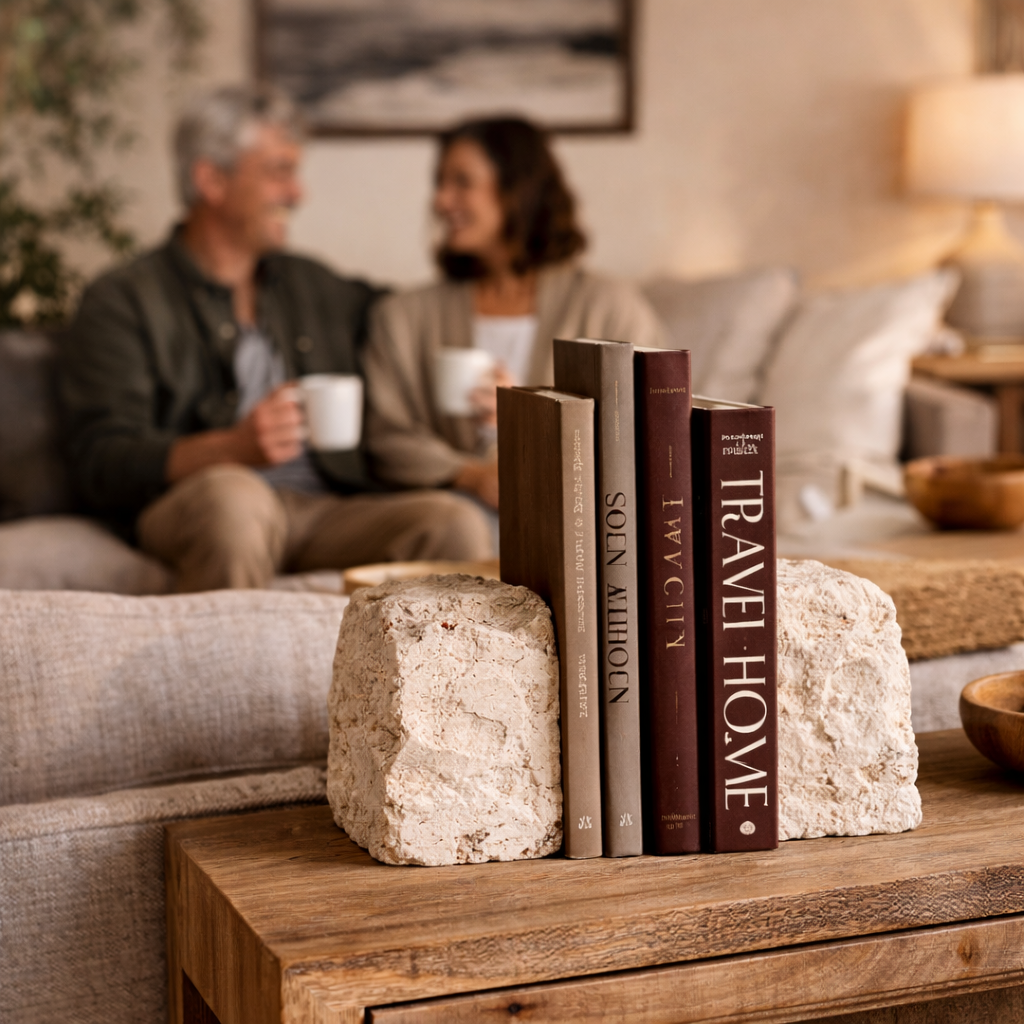 Hills Travertine Bookends