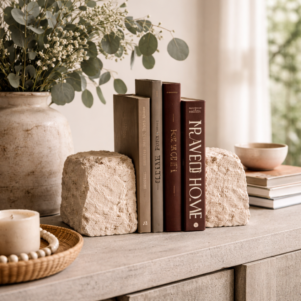 Hills Travertine Bookends